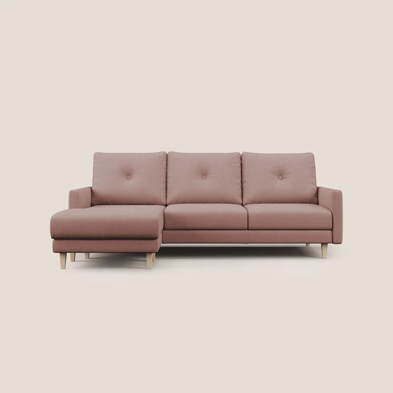 Matisse canapé d'angle avec assises coulissantes et dossier en duvet d'oie en tissu détachable T17 rose