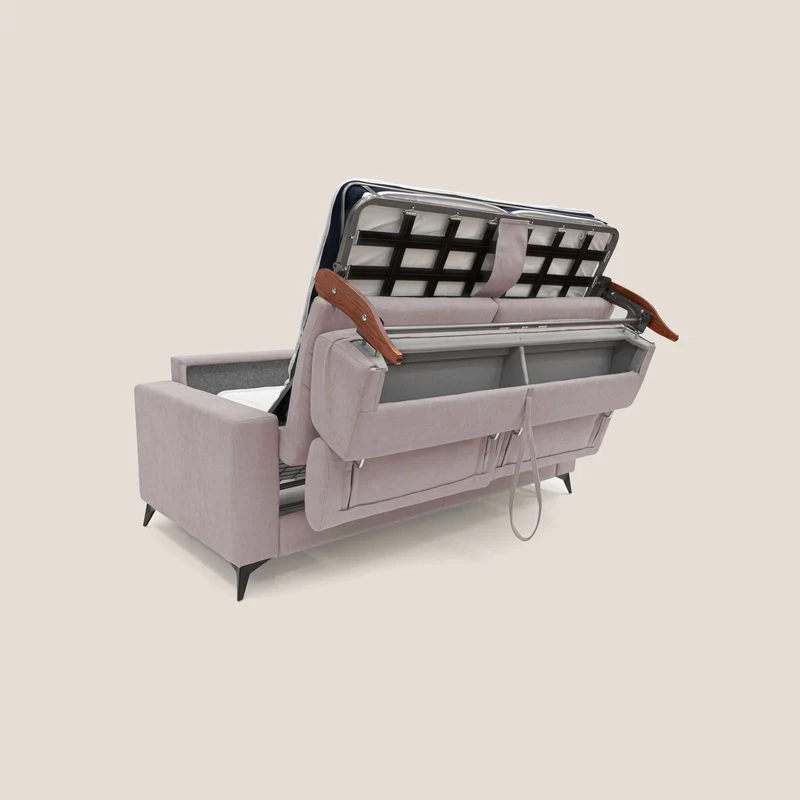 Pegaso canapé convertible avec têtières inclinables en tissu doux imperméable T02 rose