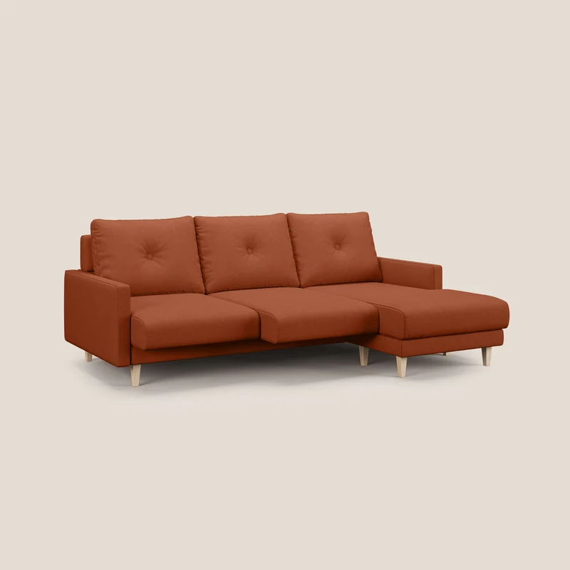 Matisse canapé d'angle avec assises coulissantes et dossier en duvet d'oie en tissu détachable T17 orange