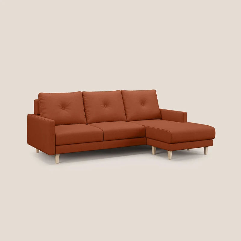 Matisse canapé d'angle avec assises coulissantes et dossier en duvet d'oie en tissu détachable T17 orange