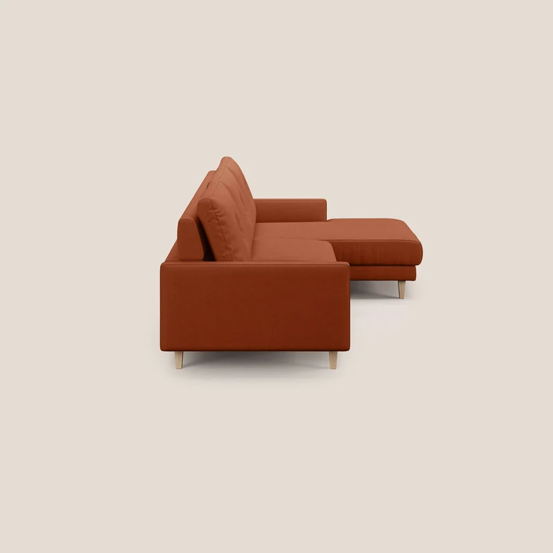 Matisse canapé d'angle avec assises coulissantes et dossier en duvet d'oie en tissu détachable T17 orange