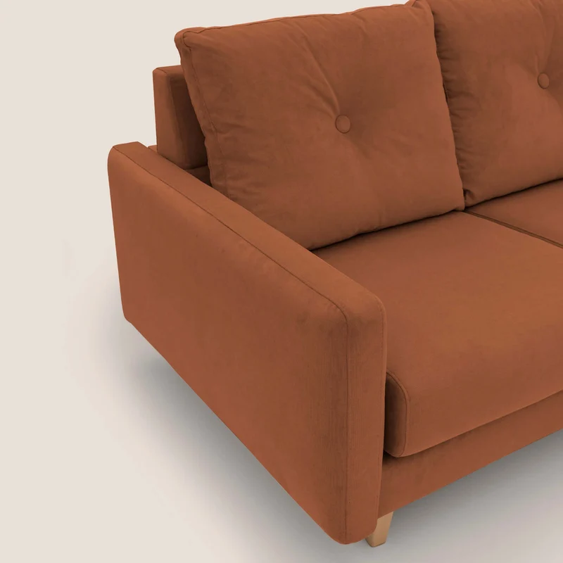 Matisse canapé d'angle avec assises coulissantes et dossier en duvet d'oie en tissu détachable T17 orange
