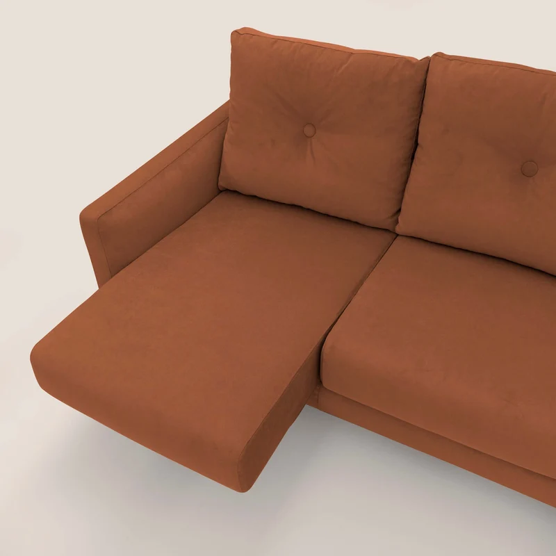Matisse canapé d'angle avec assises coulissantes et dossier en duvet d'oie en tissu détachable T17 orange