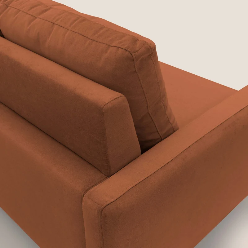 Matisse canapé d'angle avec assises coulissantes et dossier en duvet d'oie en tissu détachable T17 orange