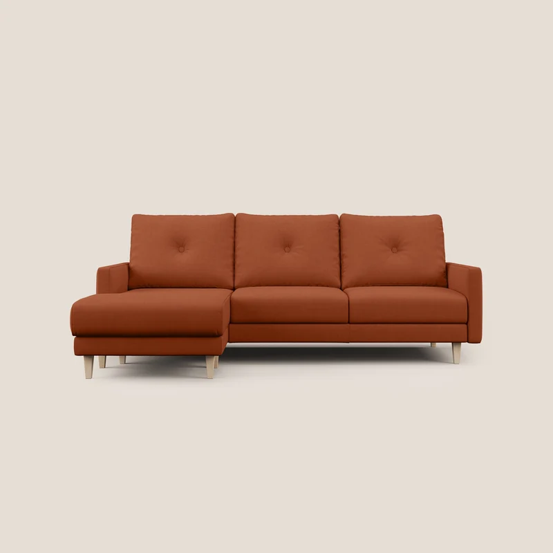 Matisse canapé d'angle avec assises coulissantes et dossier en duvet d'oie en tissu détachable T17 orange