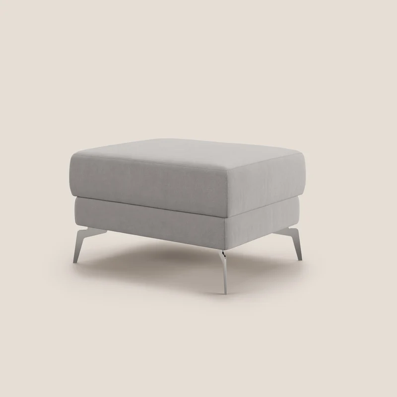 Star Pouf avec pieds hauts en microfibre imperméable T11 gris clair
