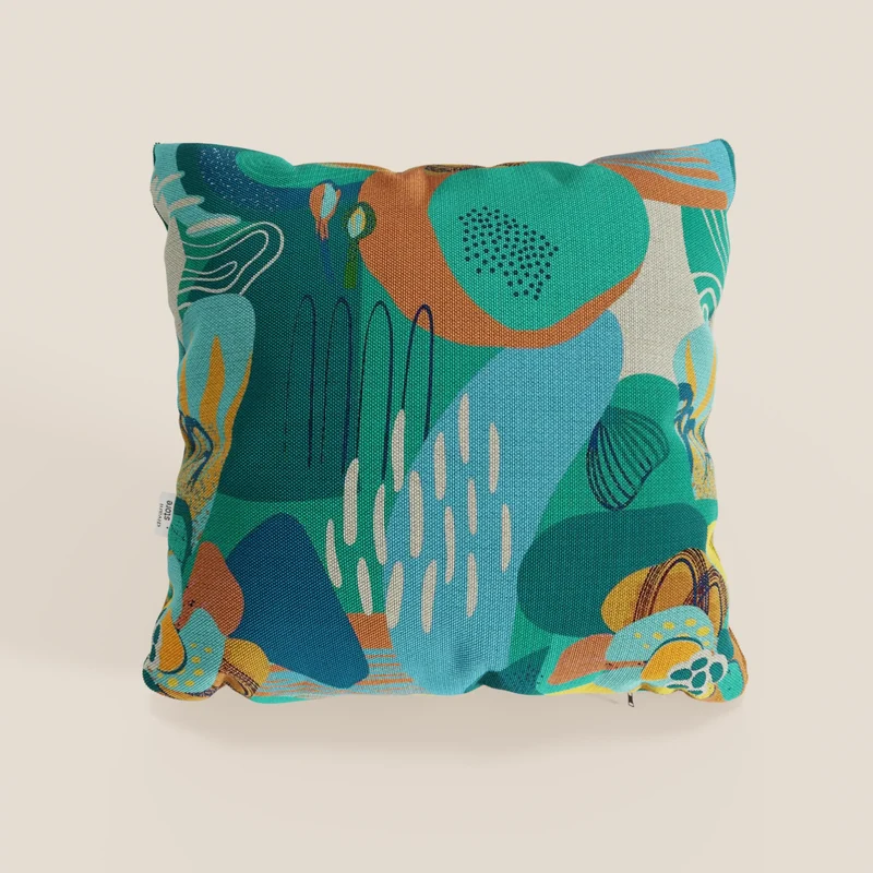 Joy Collection de coussins à motifs multicolores en tissu de coton frais et imperméable vert d'eau