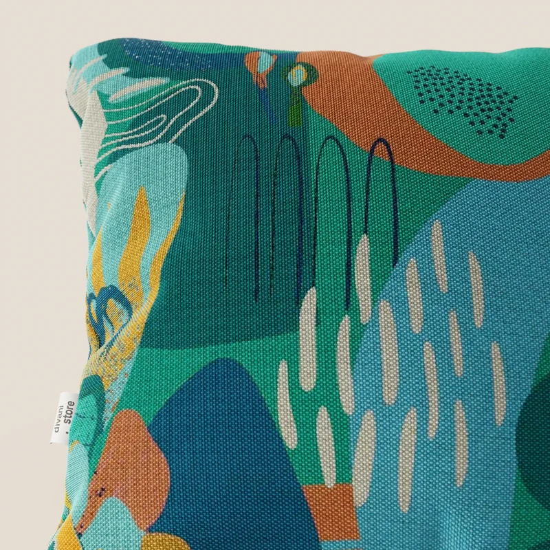 Joy Collection de coussins à motifs multicolores en tissu de coton frais et imperméable vert d'eau