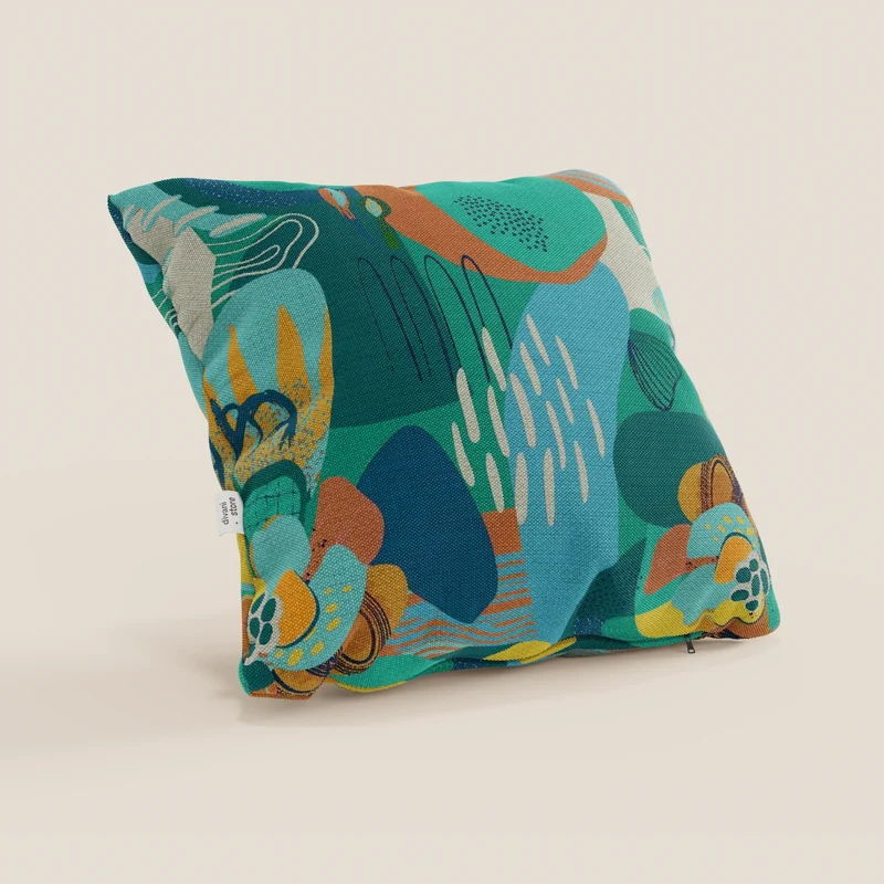 Joy Collection de coussins à motifs multicolores en tissu de coton frais et imperméable vert d'eau