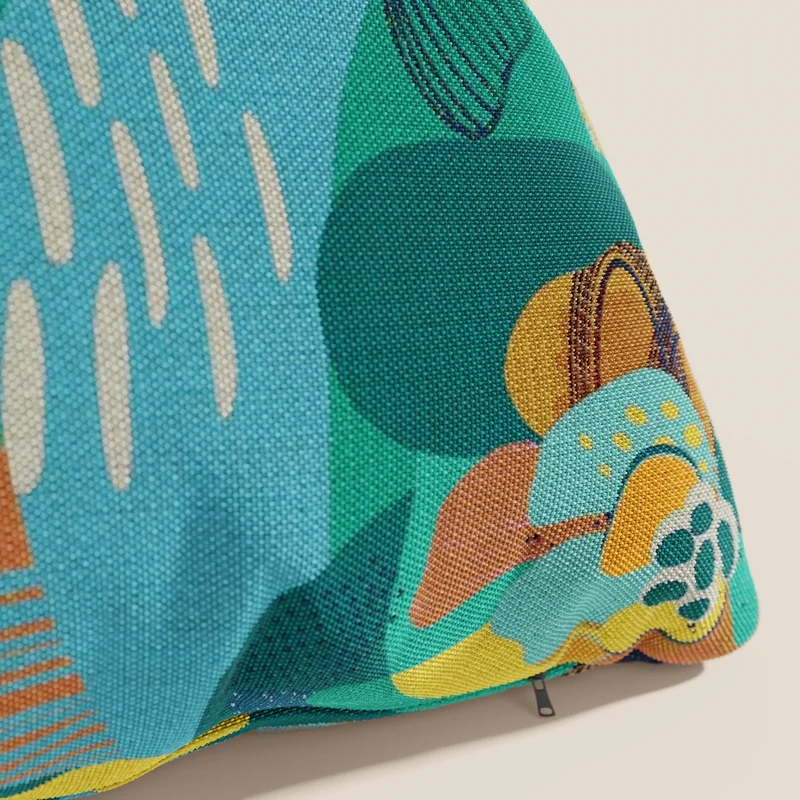 Joy Collection de coussins à motifs multicolores en tissu de coton frais et imperméable vert d'eau