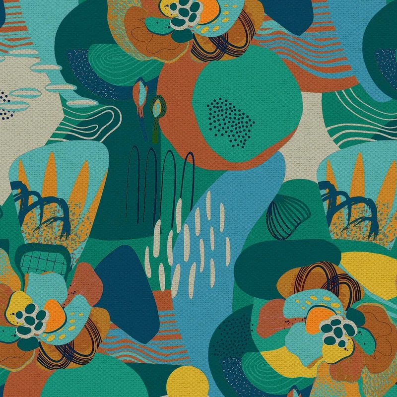 Joy Collection de coussins à motifs multicolores en tissu de coton frais et imperméable vert d'eau
