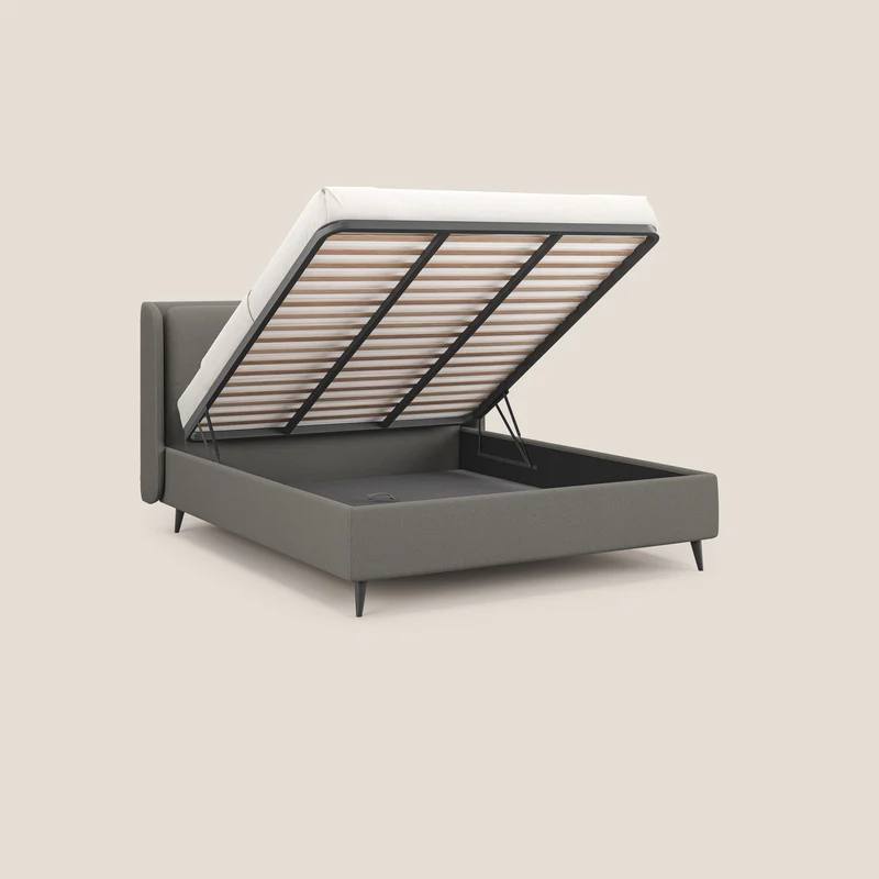 Nadine lit coffre de design et confort italien en tissu imperméable T19 beige