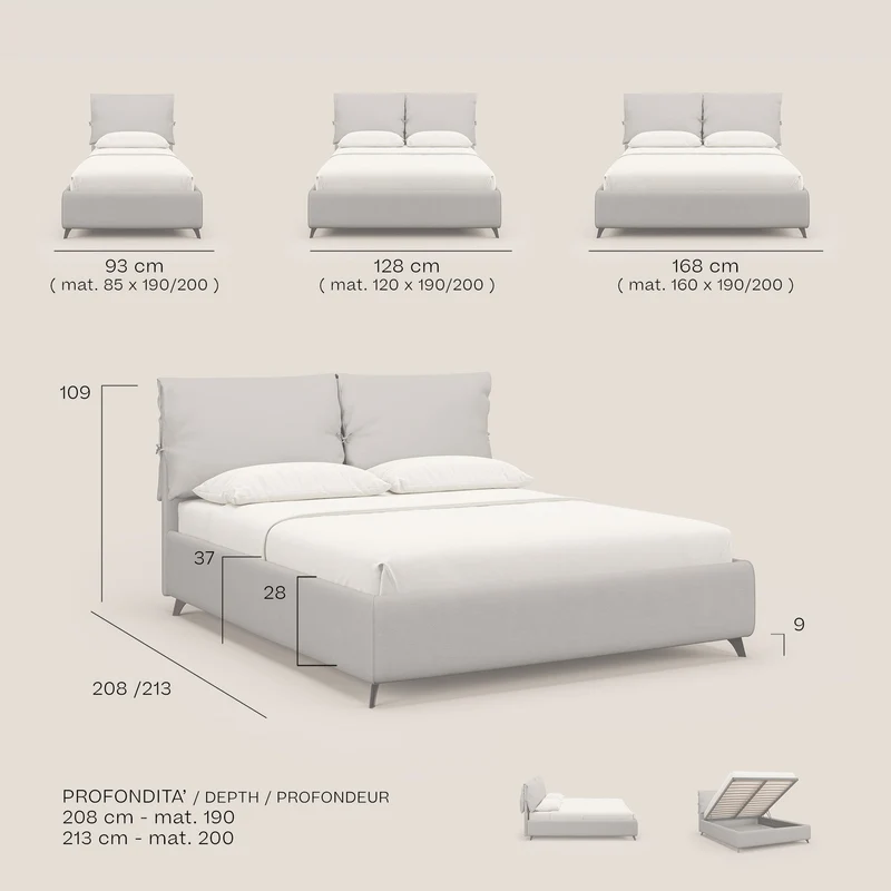 Susan lit rembourré avec coffre complètement déhoussable en microfibre détachable T11 jaune