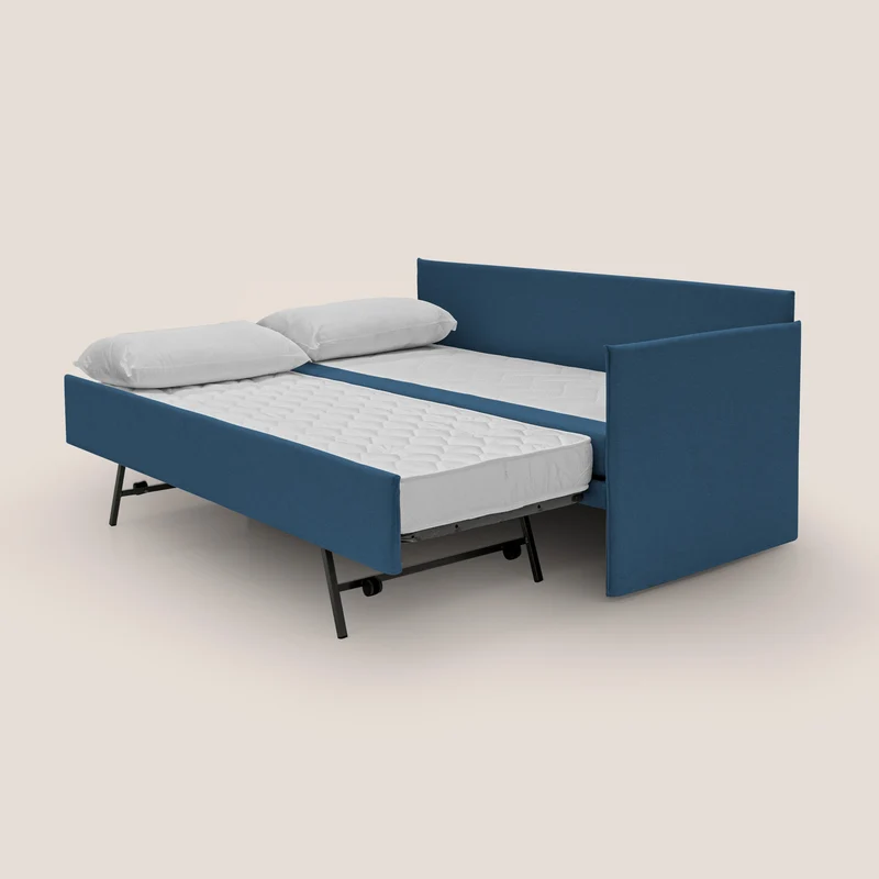Durini Canapé duplex avec lits jumeaux et tissu effet coton imperméable T13 bleu