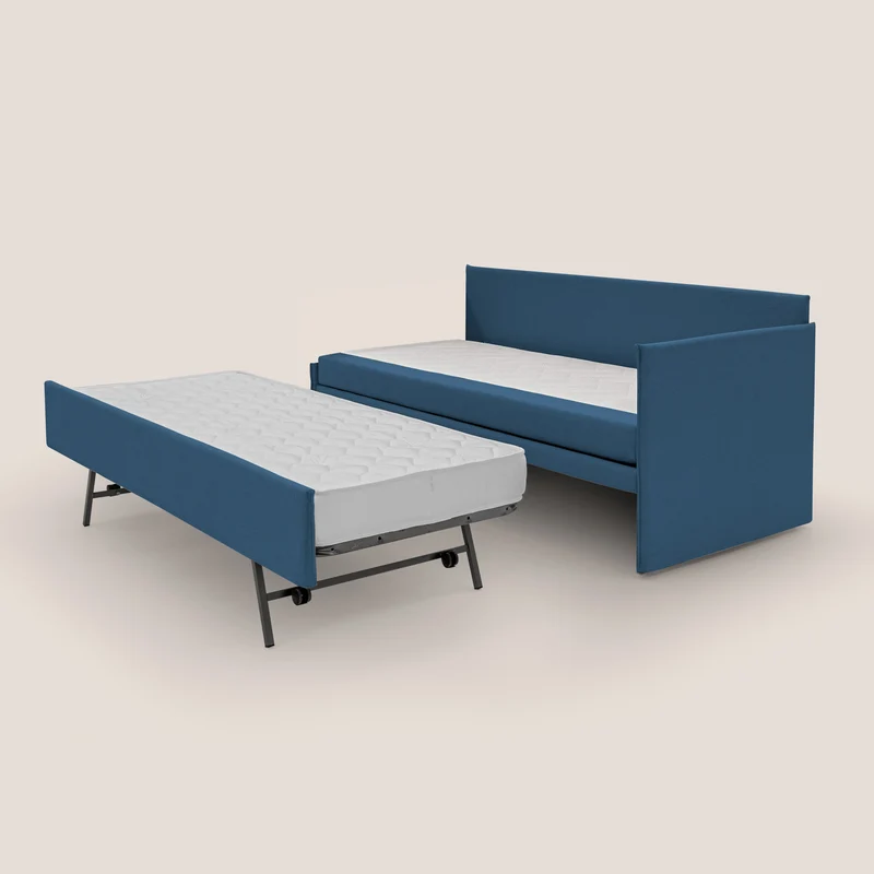 Durini Canapé duplex avec lits jumeaux et tissu effet coton imperméable T13 bleu