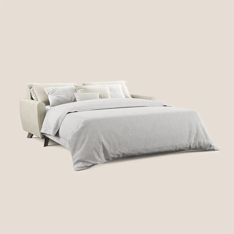 Callisto Canapé lit convertible en tissu doux imperméable T02 crème