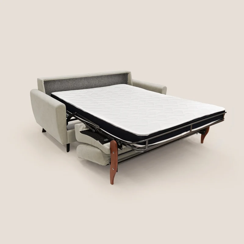 Callisto Canapé lit convertible en tissu doux imperméable T02 crème