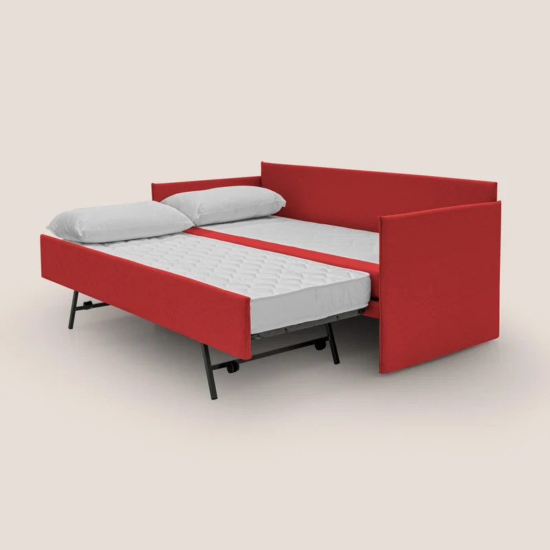 Brenta Canapé duplex avec lits jumeaux et tissu effet coton imperméable T13 rouge