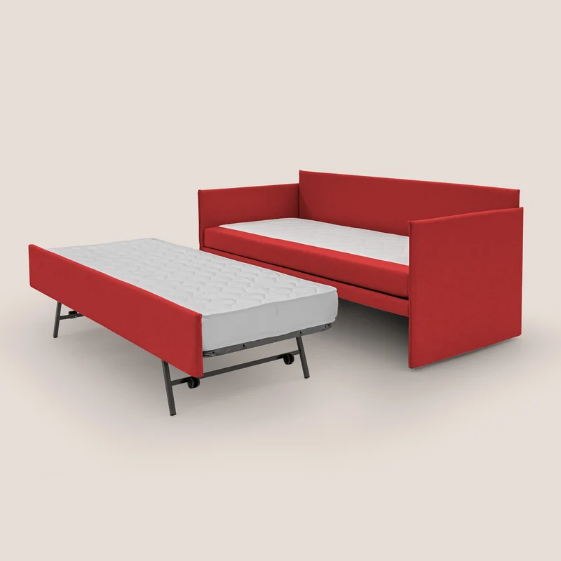 Brenta Canapé duplex avec lits jumeaux et tissu effet coton imperméable T13 rouge