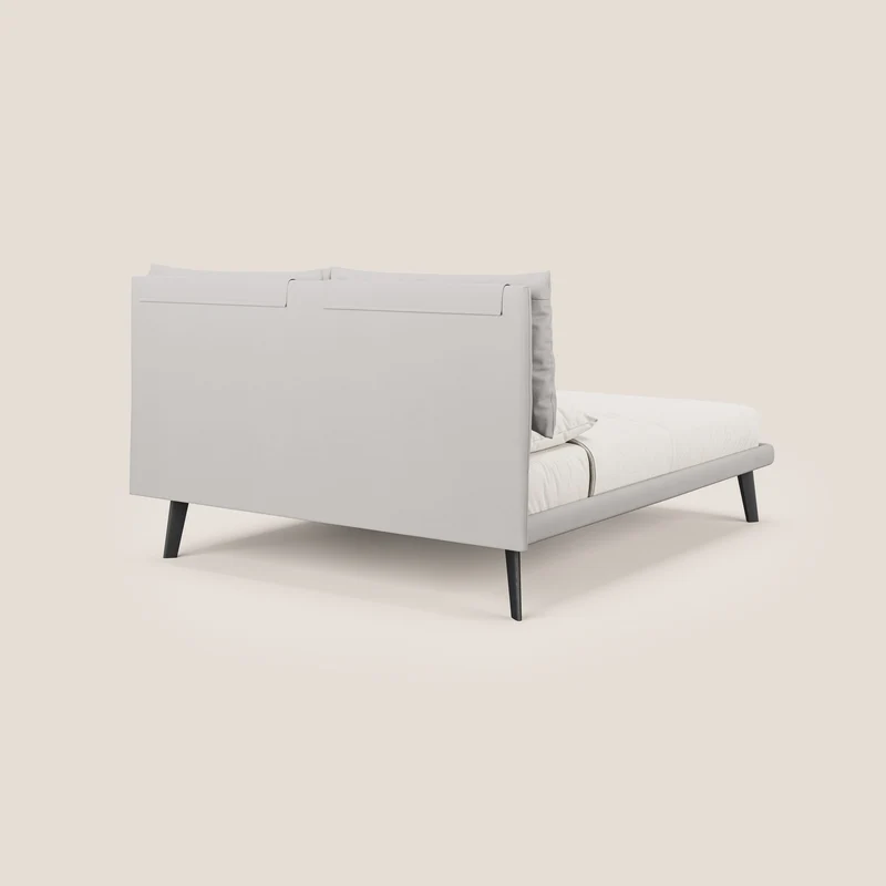Astrid lit rembourré avec pieds en bois en microfibre détachable T11 gris clair