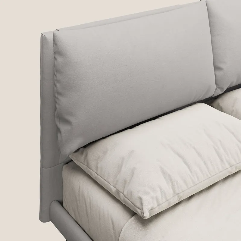 Astrid lit rembourré avec pieds en bois en microfibre détachable T11 gris clair