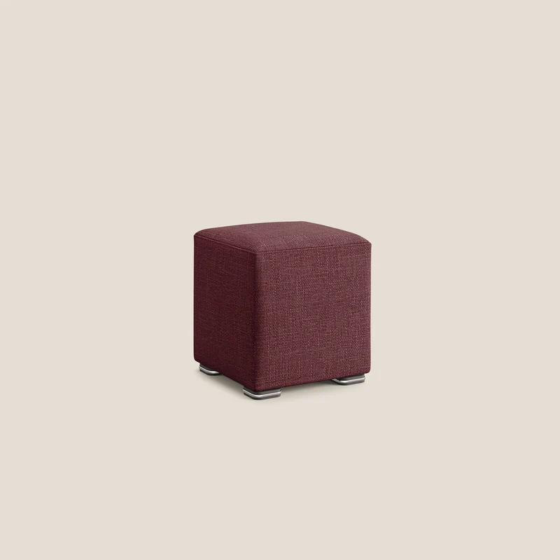 Cube pouf en tissu doux imperméable entrelacé melangé T06 rouge