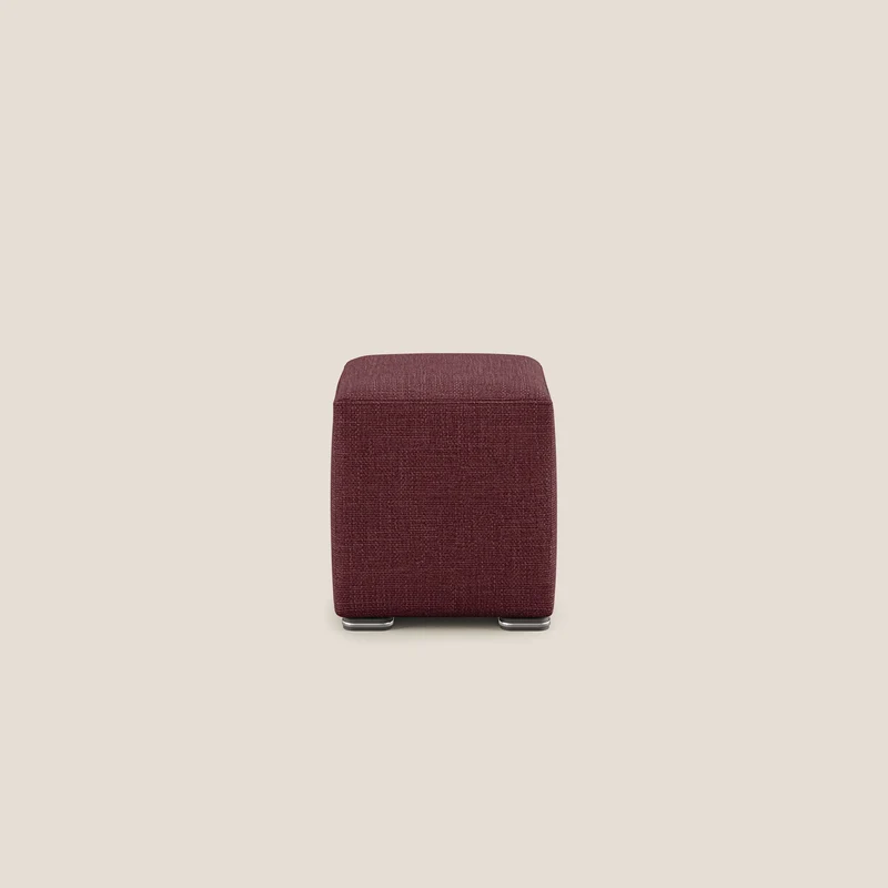 Cube pouf en tissu doux imperméable entrelacé melangé T06 rouge