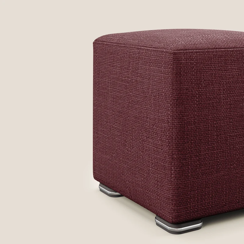 Cube pouf en tissu doux imperméable entrelacé melangé T06 rouge