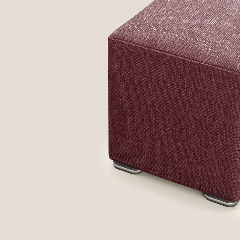 Cube pouf en tissu doux imperméable entrelacé melangé T06 rouge