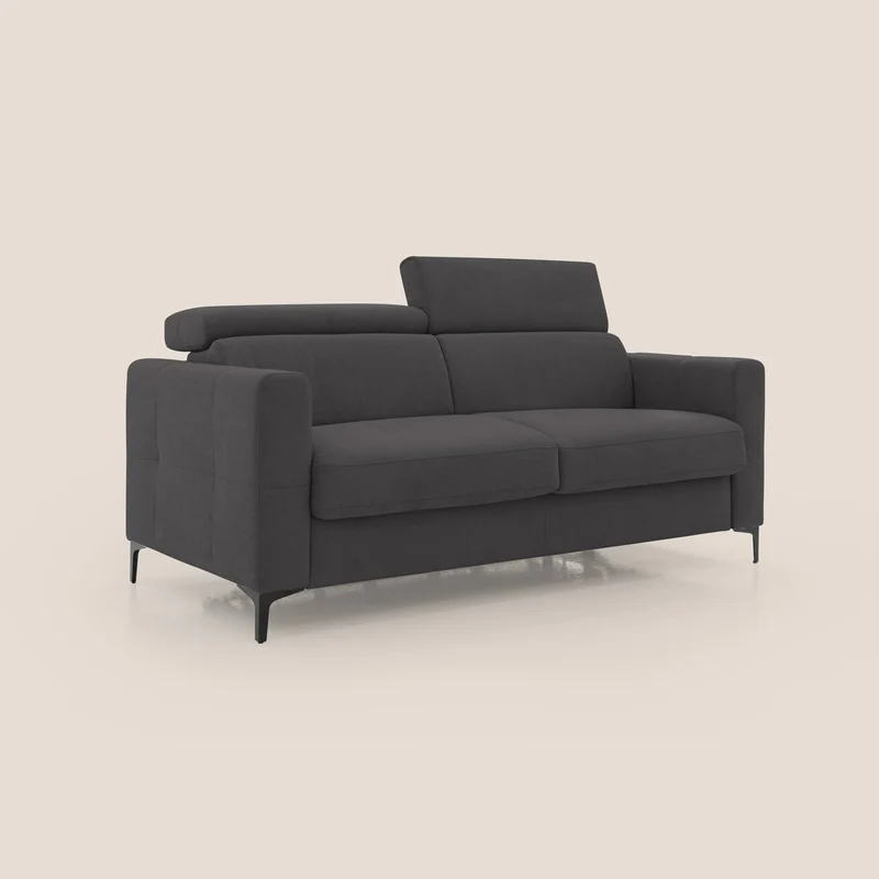 Gardenia canapé convertible matelas H 18cm avec têtières réglables et revêtement imperméable T02 noir