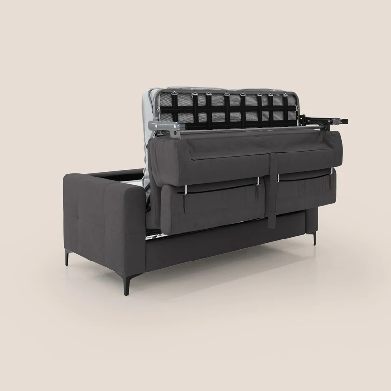 Gardenia canapé convertible matelas H 18cm avec têtières réglables et revêtement imperméable T02 noir
