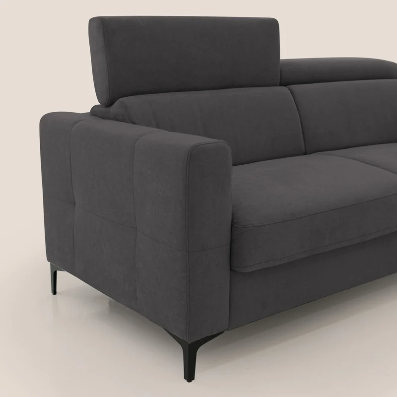 Gardenia canapé convertible matelas H 18cm avec têtières réglables et revêtement imperméable T02 noir
