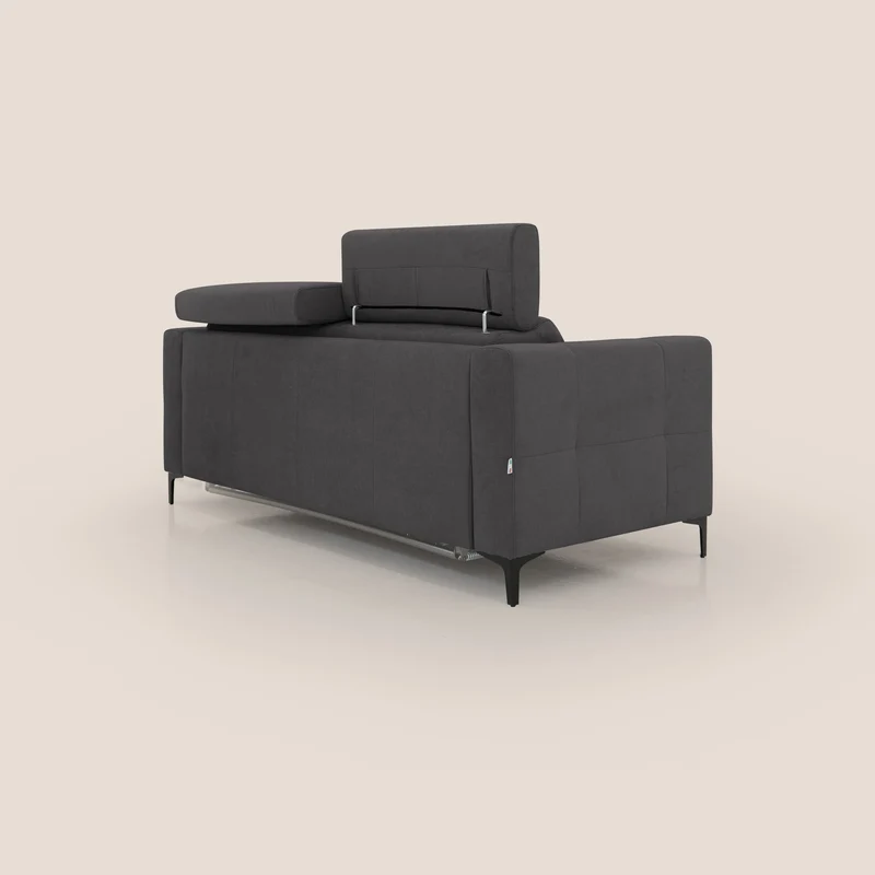 Gardenia canapé convertible matelas H 18cm avec têtières réglables et revêtement imperméable T02 noir