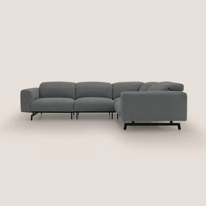Sakura Canapé d'angle RÉVERSIBLE et modulable en tissu doux et imperméable T14 gris