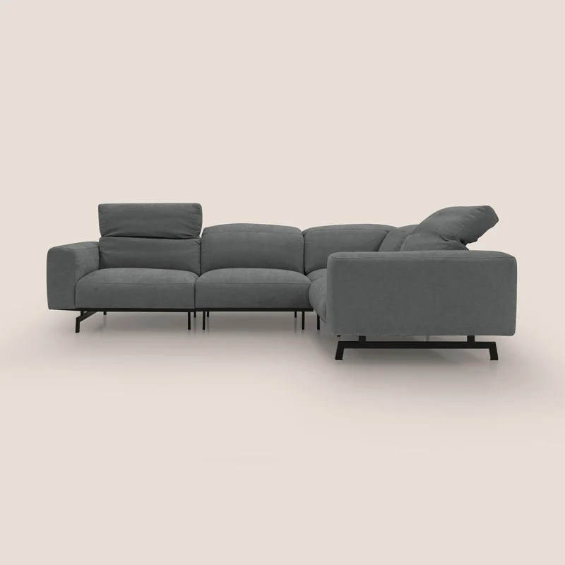 Sakura Canapé d'angle RÉVERSIBLE et modulable en tissu doux et imperméable T14 gris