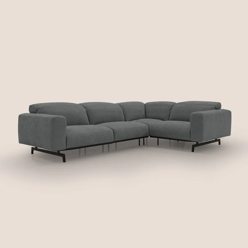 Sakura Canapé d'angle RÉVERSIBLE et modulable en tissu doux et imperméable T14 gris