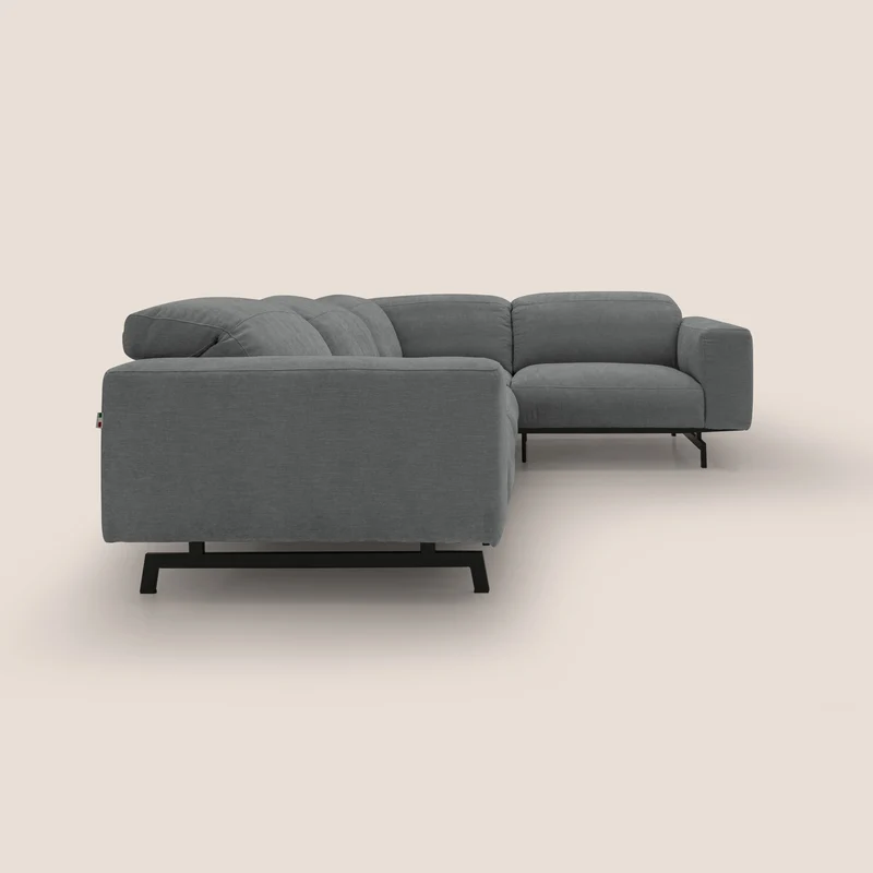 Sakura Canapé d'angle RÉVERSIBLE et modulable en tissu doux et imperméable T14 gris