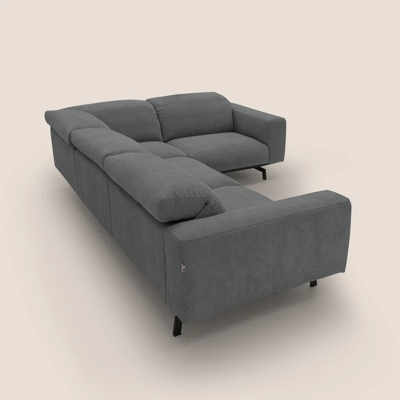 Sakura Canapé d'angle RÉVERSIBLE et modulable en tissu doux et imperméable T14 gris