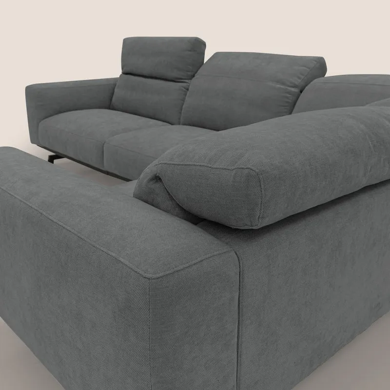 Sakura Canapé d'angle RÉVERSIBLE et modulable en tissu doux et imperméable T14 gris