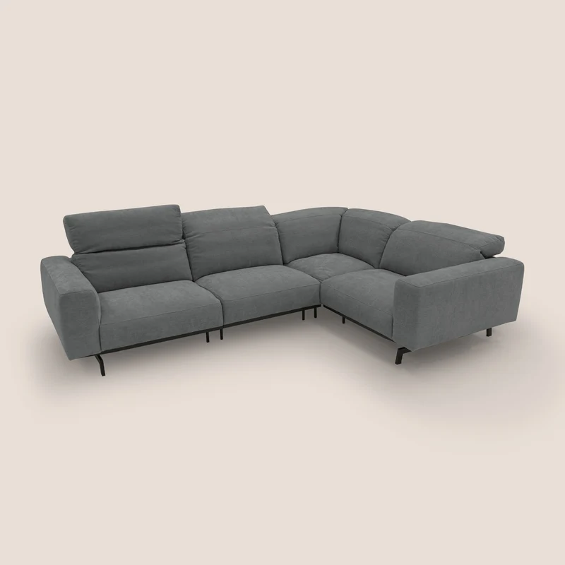 Sakura Canapé d'angle RÉVERSIBLE et modulable en tissu doux et imperméable T14 gris