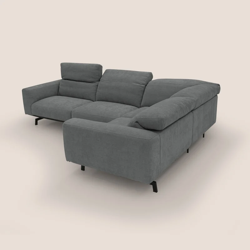 Sakura Canapé d'angle RÉVERSIBLE et modulable en tissu doux et imperméable T14 gris