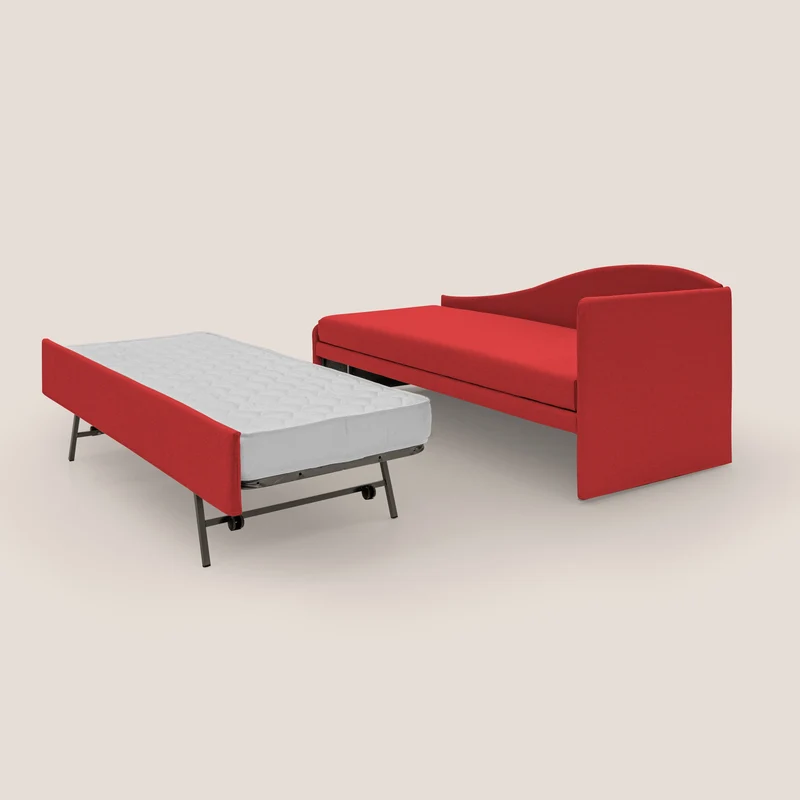 Nolo Canapé duplex avec lits jumeaux et tissu effet coton imperméable T13 rouge