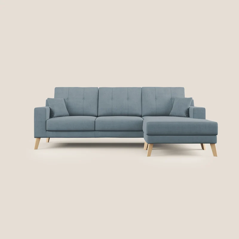 Danish canapé d'angle moderne reversible en tissu doux imperméable T02 sucre glace