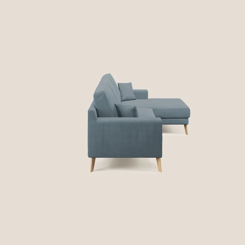 Danish canapé d'angle moderne reversible en tissu doux imperméable T02 sucre glace