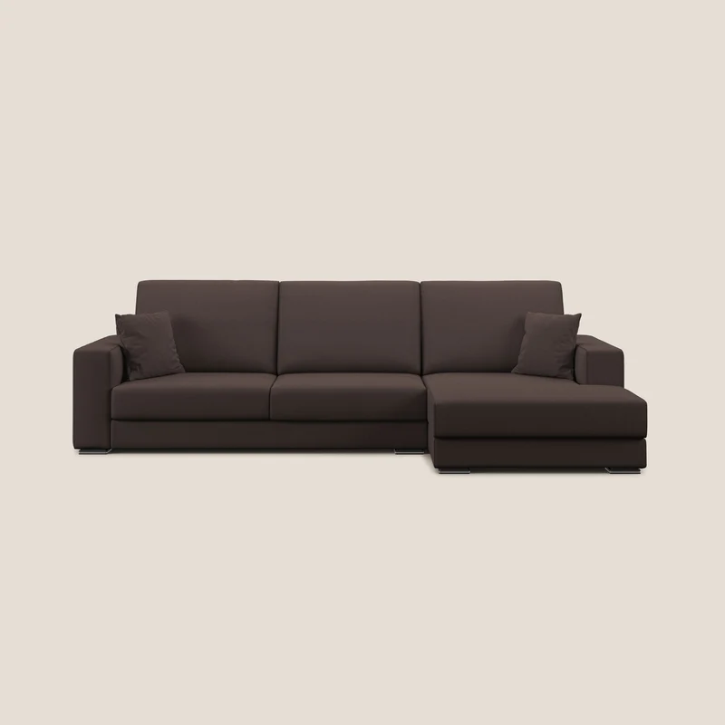 Marte canapé d'angle en tissu détachable et imperméable T08 marron