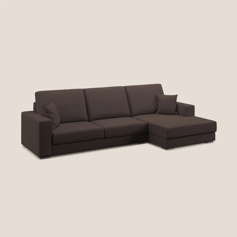 Marte canapé d'angle en tissu détachable et imperméable T08 marron