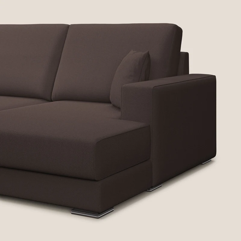 Marte canapé d'angle en tissu détachable et imperméable T08 marron