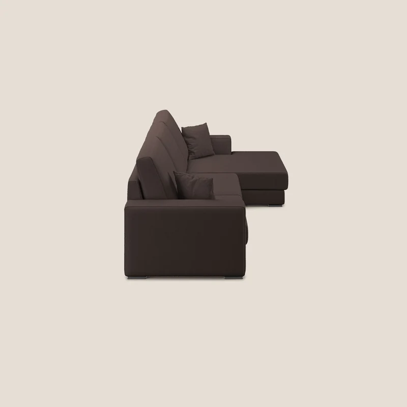 Marte canapé d'angle en tissu détachable et imperméable T08 marron