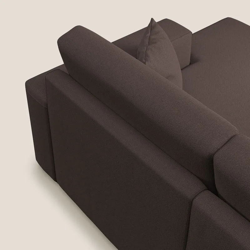 Marte canapé d'angle en tissu détachable et imperméable T08 marron
