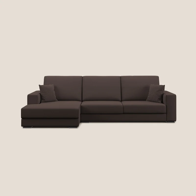 Marte canapé d'angle en tissu détachable et imperméable T08 marron